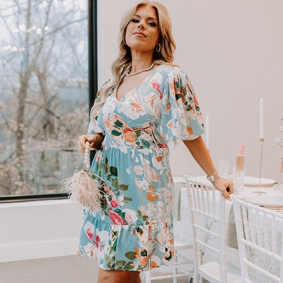 ENTRO Floral V Neck Spring Dress - Picture 9 of 11